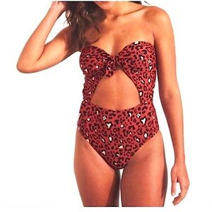 Hollister Rust Cheetah Cutout One Piece Swimsuit